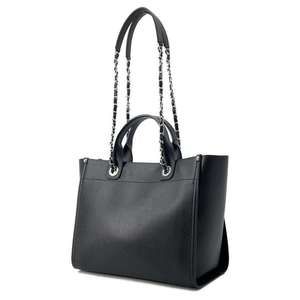 Chanel Bag Black Shopping Studded Cocomark Deauville Shoulder